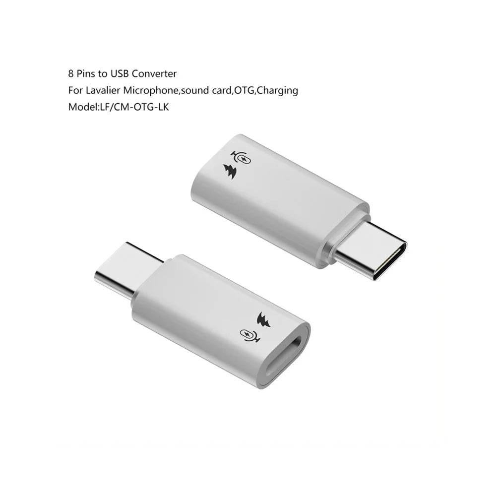 8 Pin Female to Type-C Male Mini Adapter Portable Sound Card Audio Converter - 2
