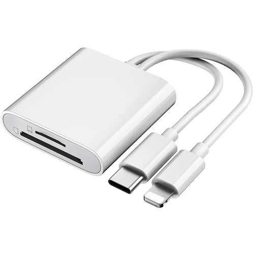 SD / TF Card Reader Driver Free Adapter with 8-pin + Type-C Cable for Apple and Android - 1