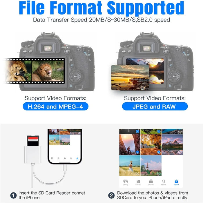 SD / TF Card Reader Driver Free Adapter with 8-pin + Type-C Cable for Apple and Android - 5