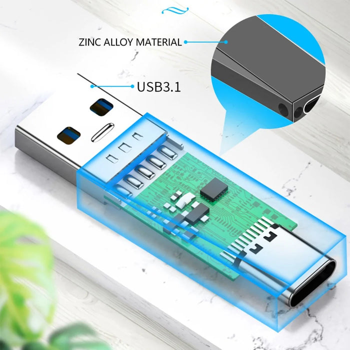 ADS-613 USB Male Adapter to Type-C Female 10Gbps Fast Data Transfer Converter - Tarnish - 2