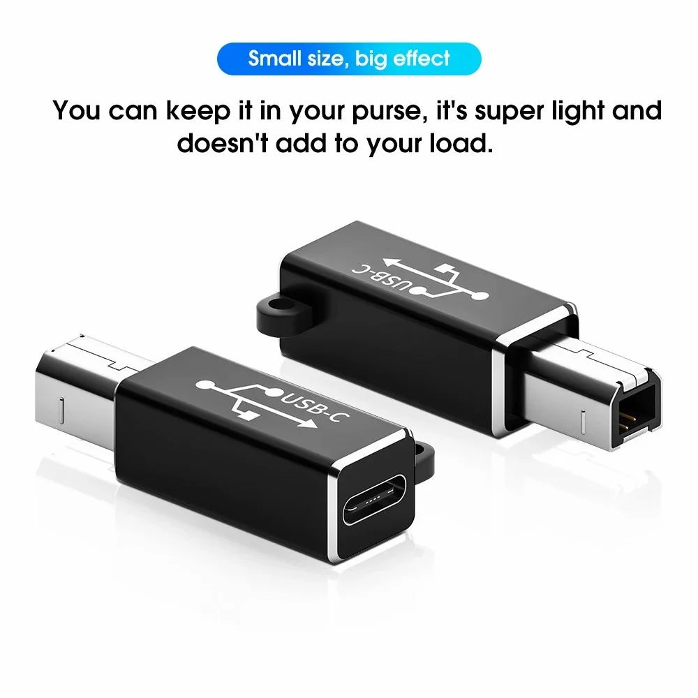 ADS-618 USB-C Female to Printer Male Adapter for Electric Piano, Printer, Scanner - Black - 2