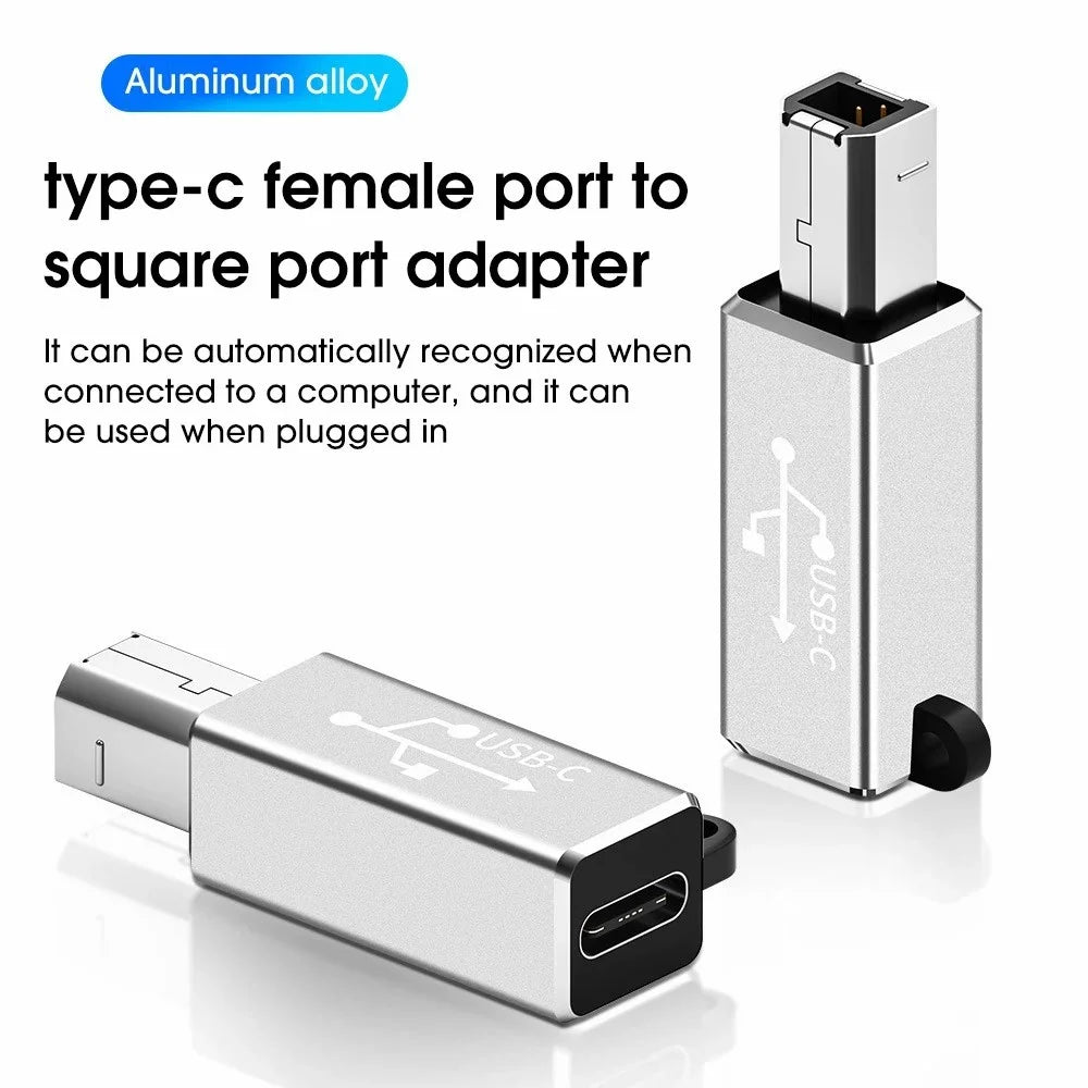 ADS-618 USB-C Female to Printer Male Adapter for Electric Piano, Printer, Scanner - Black - 3