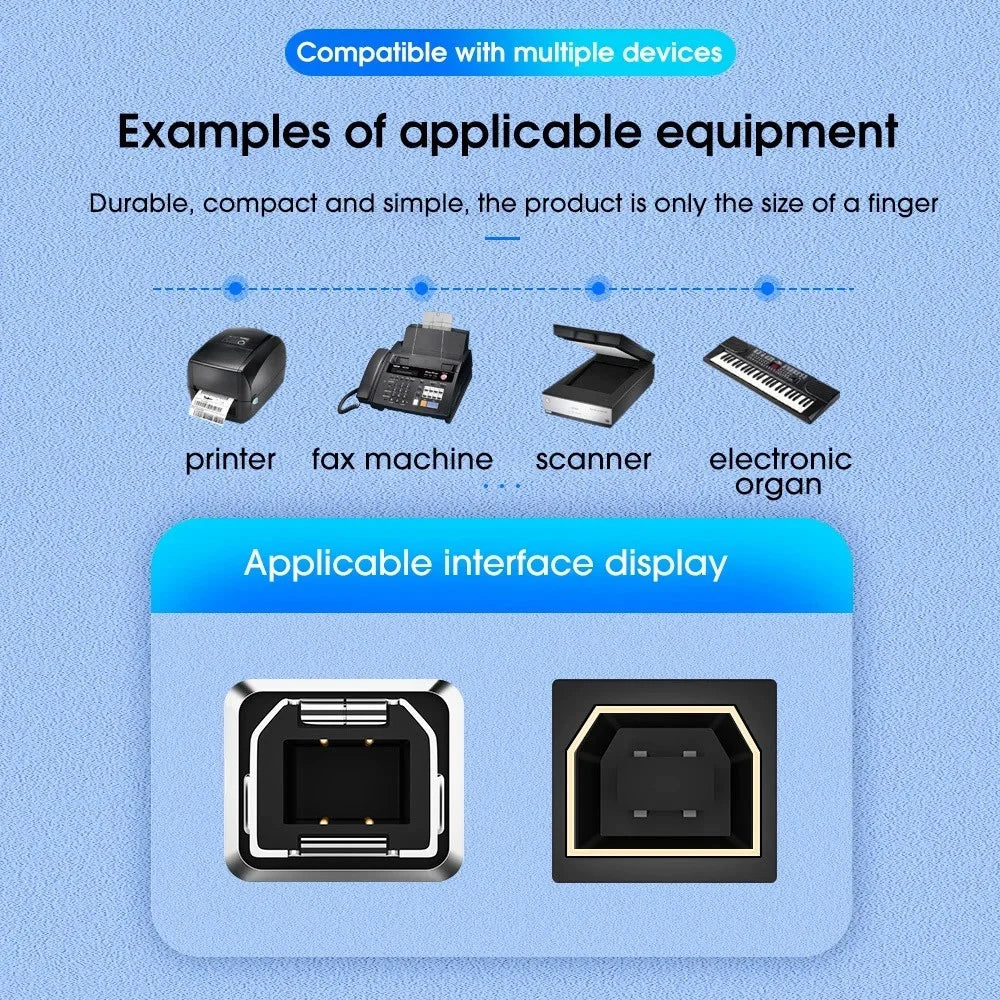 ADS-618 USB-C Female to Printer Male Adapter for Electric Piano, Printer, Scanner - Black - 4