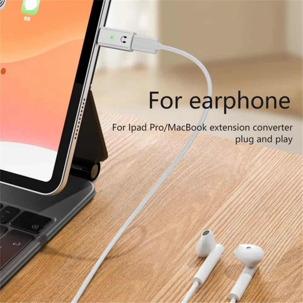USB-C Male to 8-Pin Female Adapter Converter Audio Headphone Extension Connector - Tarnish - 3