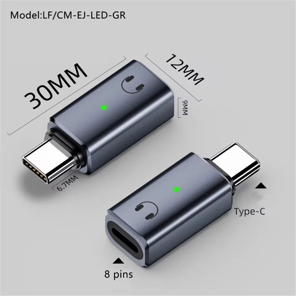 USB-C Male to 8-Pin Female Adapter Converter Audio Headphone Extension Connector - Tarnish - 6