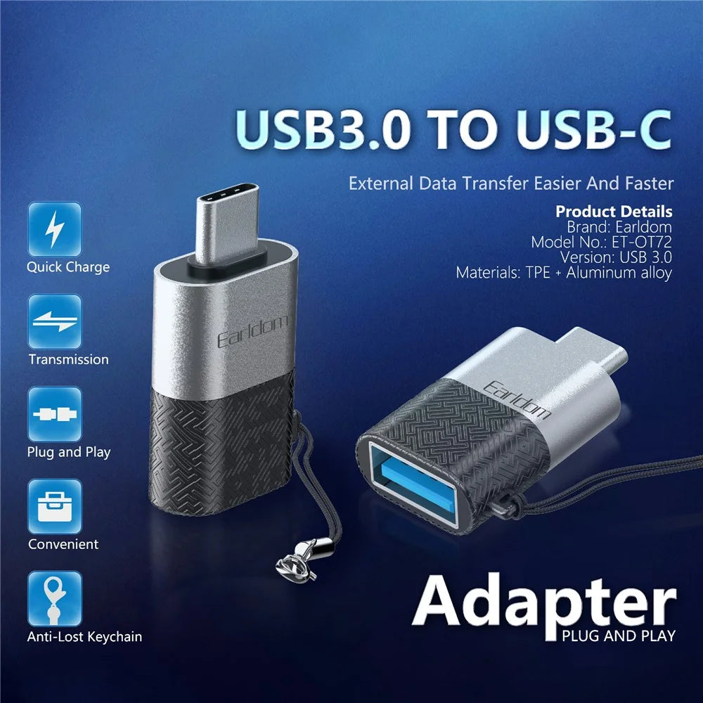 EARLDOM OT72 USB 3.0 Female to Type-C Male Mini Converter Aluminum Alloy OTG Adapter - 2