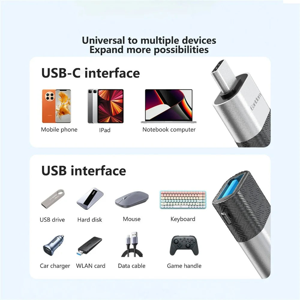 EARLDOM OT72 USB 3.0 Female to Type-C Male Mini Converter Aluminum Alloy OTG Adapter - 7