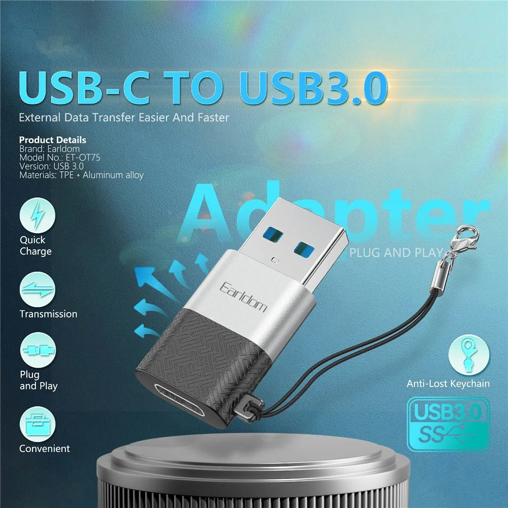 EARLDOM OT75 Type-C Female to USB Male Adapter Data Transfer Aluminum Alloy Converter - 2