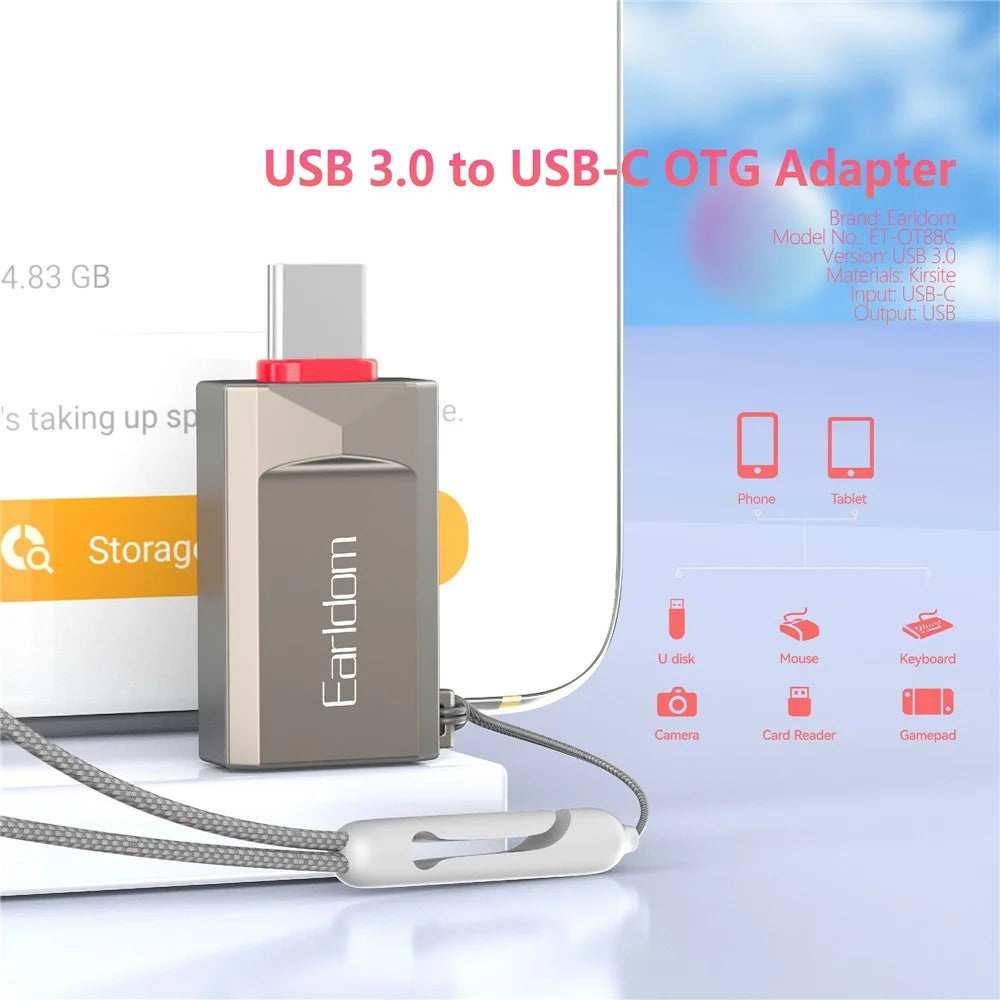 EARLDOM OT88C USB3.0 Female to Type-C Male Adapter Phone Tablet U-Disk Mouse Keyboard OTG Connector - 2