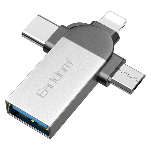 EARLDOM OT93 3-in-1 OTG Adapter 8 Pin Type-C Mirco Converter Connector - 1