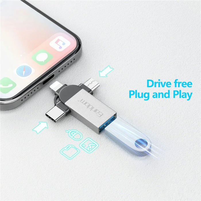 EARLDOM OT93 3-in-1 OTG Adapter 8 Pin Type-C Mirco Converter Connector - 3
