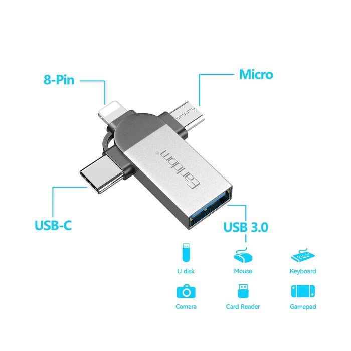 EARLDOM OT93 3-in-1 OTG Adapter 8 Pin Type-C Mirco Converter Connector - 4