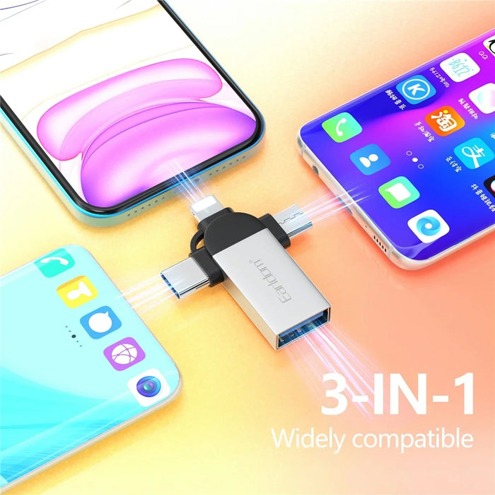 EARLDOM OT93 3-in-1 OTG Adapter 8 Pin Type-C Mirco Converter Connector - 6