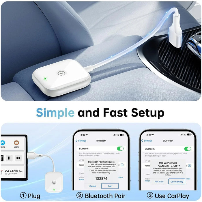 Car Wireless Carplay Adapter Wired to Wireless Carplay Dongle for iPhone - White - 7