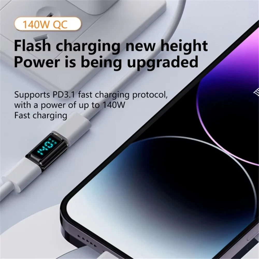 Type-C Male to Male 40Gbps PD 140W Digital Display Charging Data Transmission Adapter - Black - 4