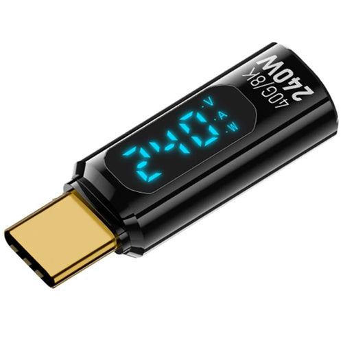 Type-C Male to Type-C Female 240W Digital Display Charging Data Video Transmission Adapter - 1
