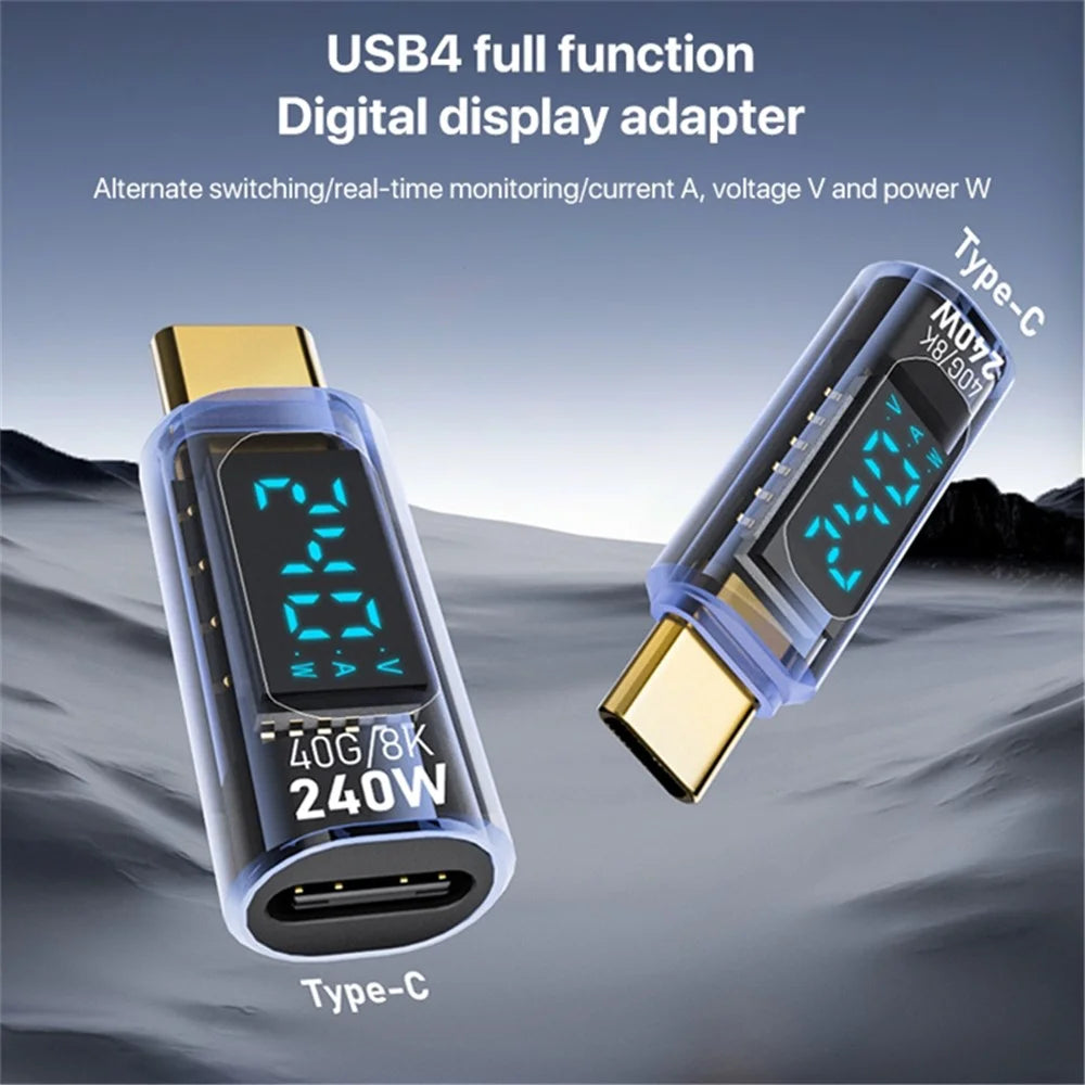 Type-C Male to Type-C Female 240W Digital Display Charging Data Video Transmission Adapter - 3