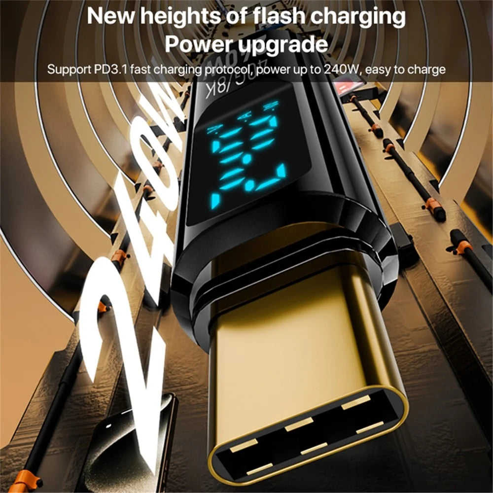 Type-C Male to Type-C Female 240W Digital Display Charging Data Video Transmission Adapter - 4