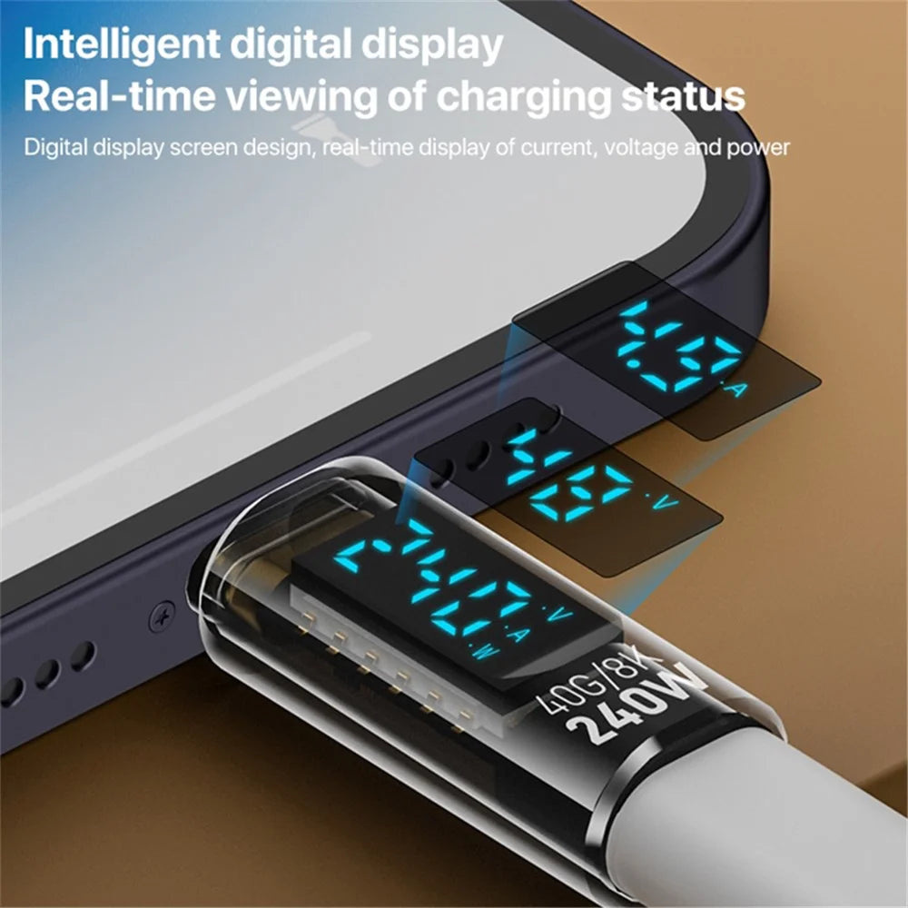 Type-C Male to Type-C Female 240W Digital Display Charging Data Video Transmission Adapter - 6