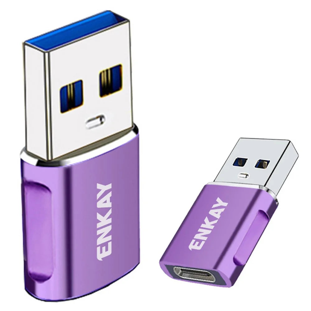 ENKAY HAT PRINCE ENK-AT119 USB 3.0 Male Adapter to Type-C Female Fast Data Transfer Converter - Purple - 1