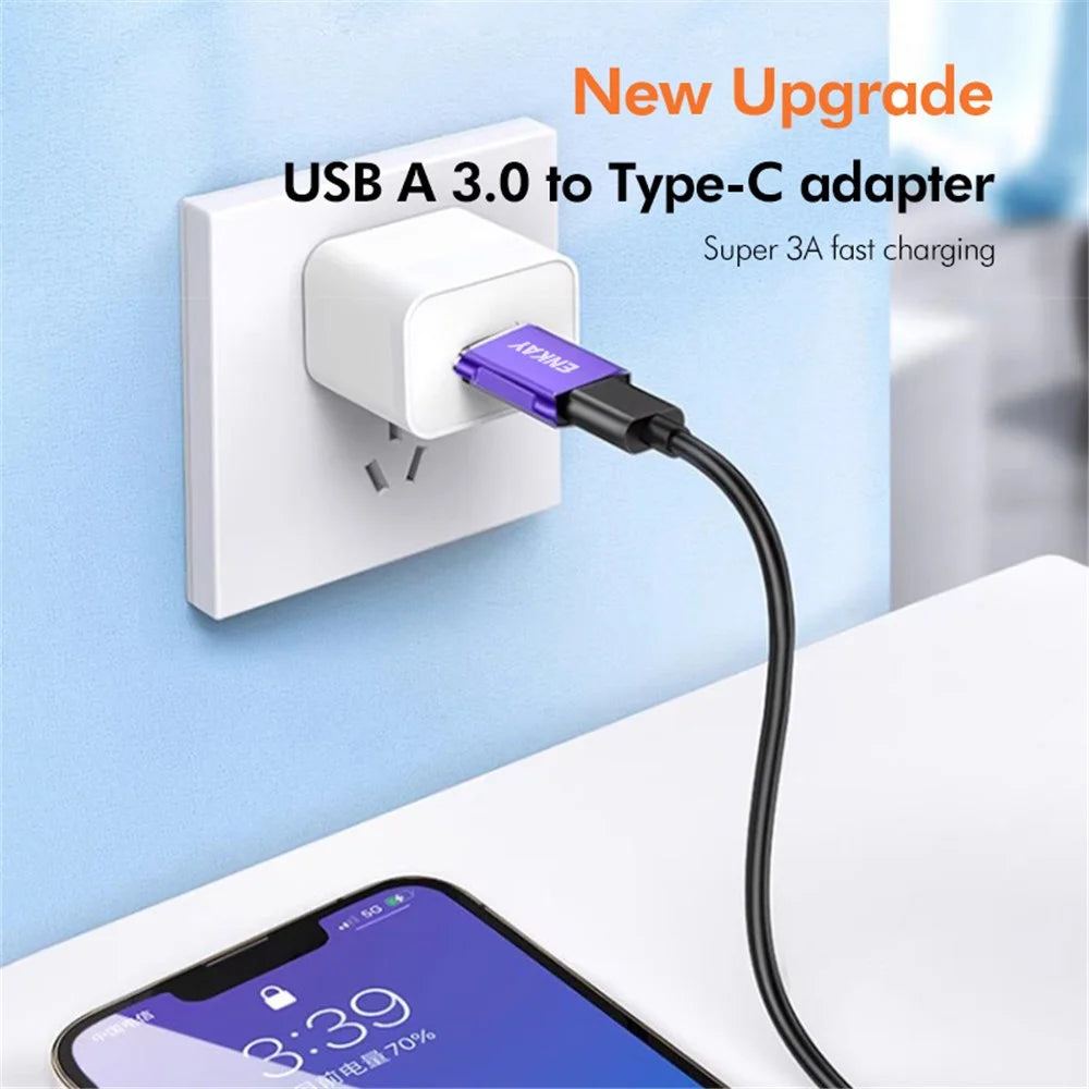 ENKAY HAT PRINCE ENK-AT119 USB 3.0 Male Adapter to Type-C Female Fast Data Transfer Converter - Purple - 2