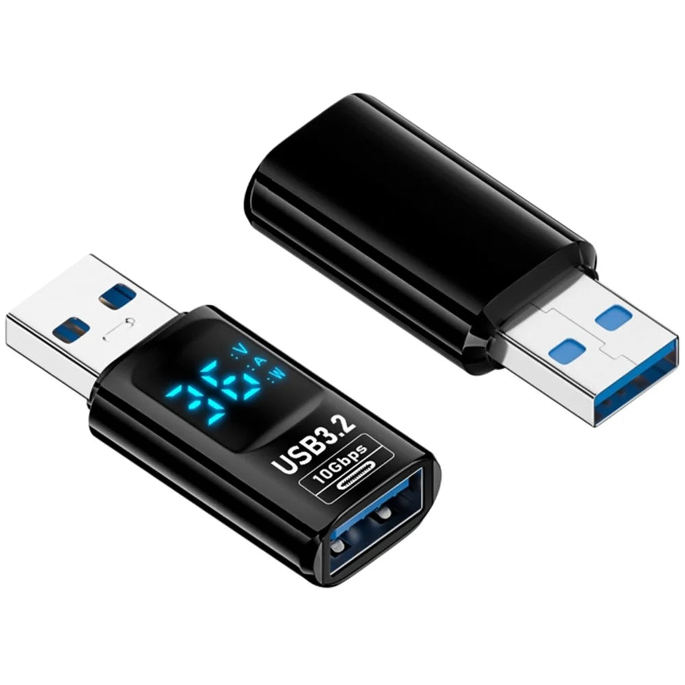 60W 10Gbps Data Transfer Adapter Digital Display USB-A to USB-A Mini Converter - 1