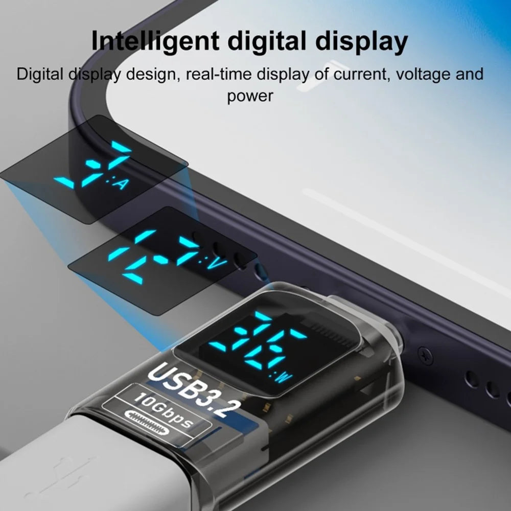 60W 10Gbps Data Transfer Adapter Digital Display USB-A to USB-A Mini Converter - 6