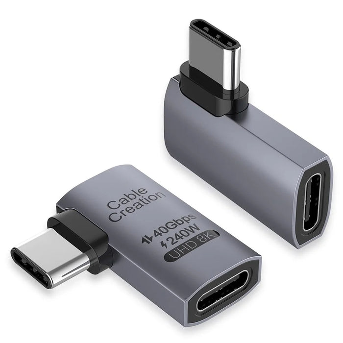 CABLECREATION USB 4.0 Elbow Type-C Male to Type-C Female Converter 240W Fast Charging Adapter - CC1294 - 1