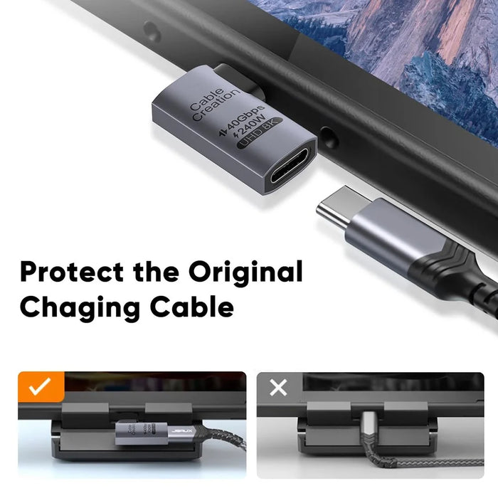 CABLECREATION USB 4.0 Elbow Type-C Male to Type-C Female Converter 240W Fast Charging Adapter - CC1294 - 3