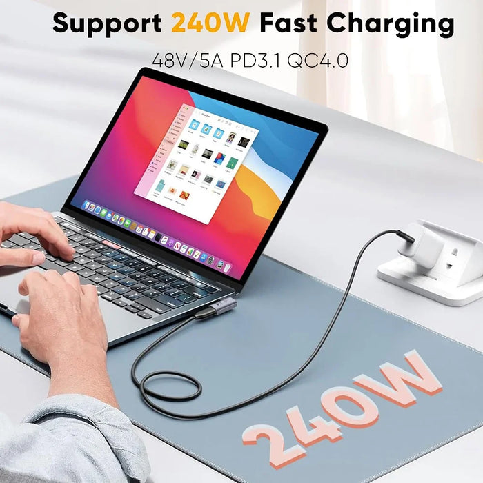 CABLECREATION USB 4.0 Elbow Type-C Male to Type-C Female Converter 240W Fast Charging Adapter - CC1294 - 4