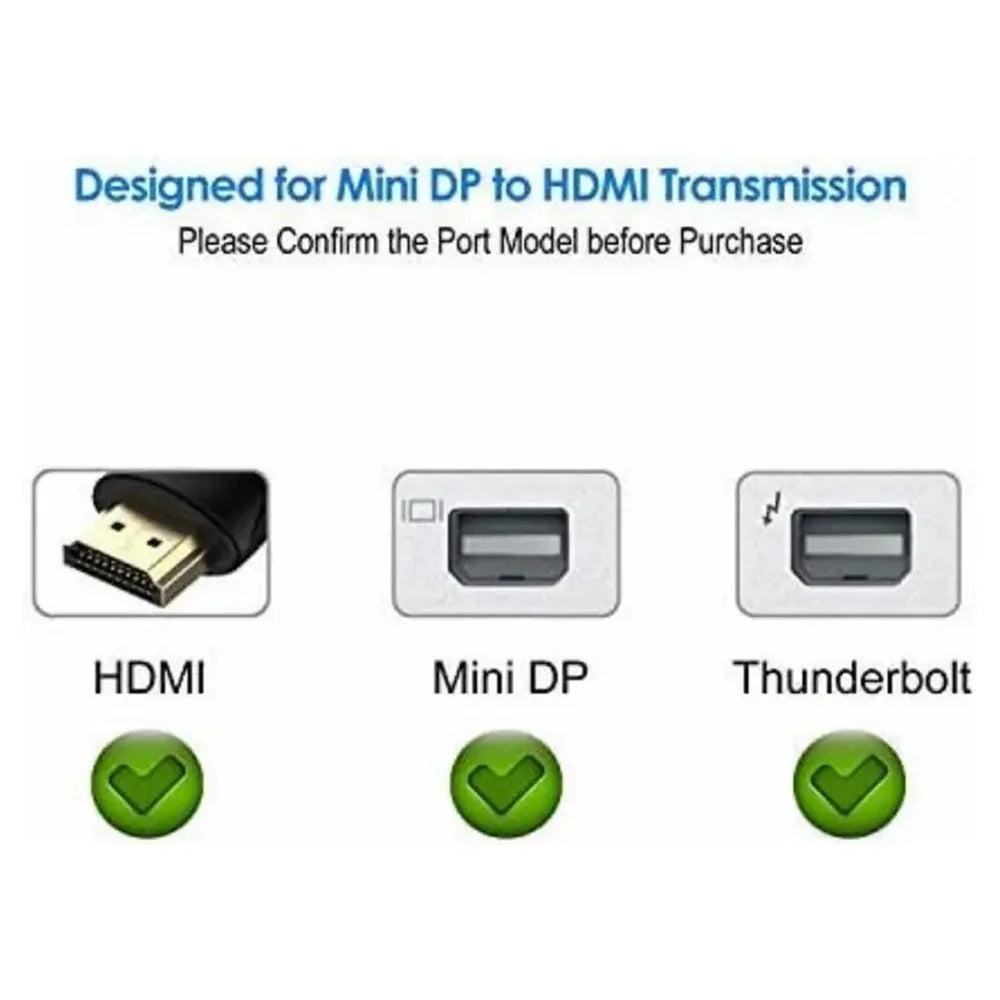 MINDPURE AD007 Plug and Play 4K 30Hz Video Output Mini DP to HD Male to Female Adapter Cable - Black - 2