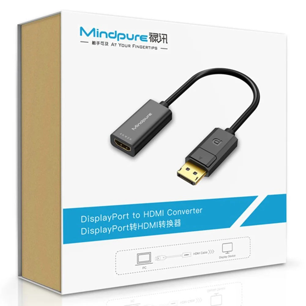 MINDPURE AD004 DP to HD Video Cable DP Male to HD Female 4Kx2K Converter Cord for Computer - 6