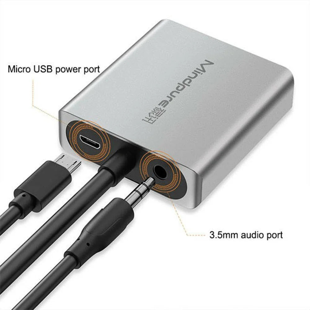 MINDPURE AD014 1920x1080P VGA to HD Male to Female Converter Cable with 3.5mm Audio + Power Port - 2