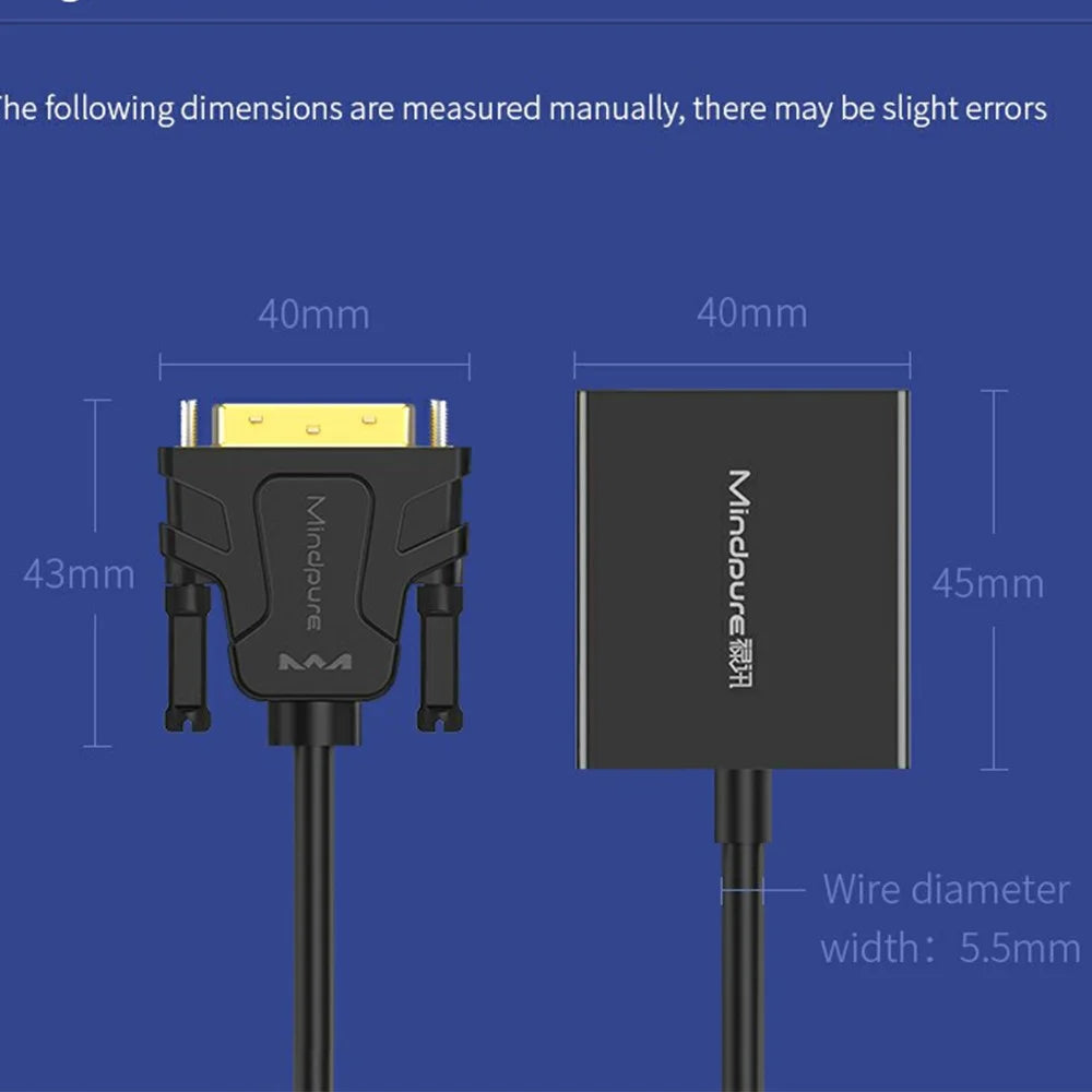 MINDPURE AD013 1920x1080P 60Hz DVI to VGA Male to Female Adapter Cable for Projectors Monitors - 6