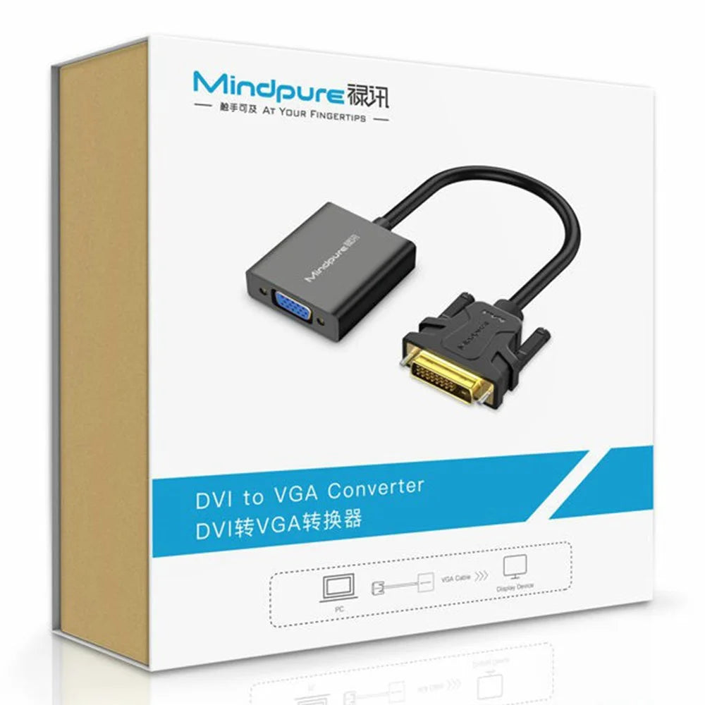 MINDPURE AD013 1920x1080P 60Hz DVI to VGA Male to Female Adapter Cable for Projectors Monitors - 7