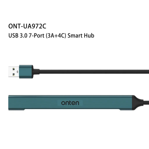 ONTEN UA972C 7-in-1 Hub USB-A 3.0 to USB 3.0 / 2.0 + Type-C Multiport Docking Station - Pine Green - 2