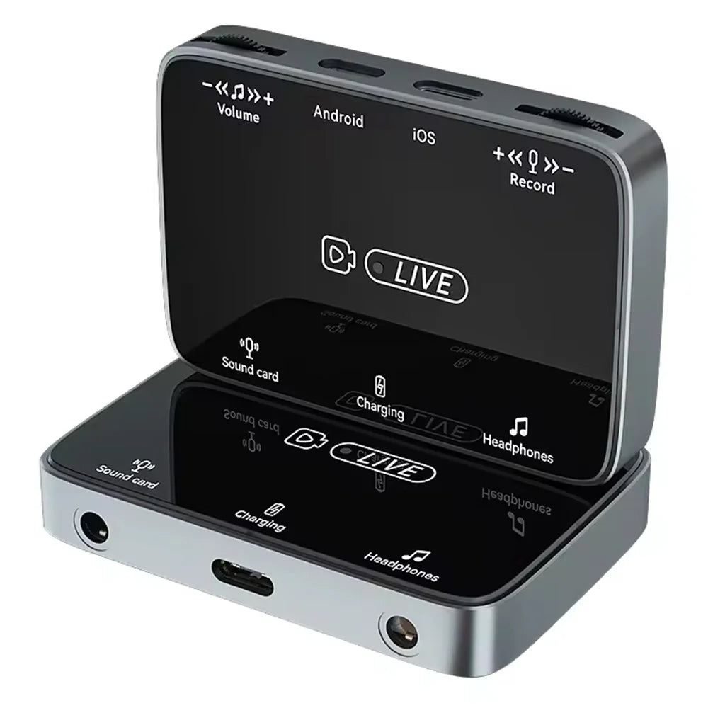 MH319 For 8-Pin iOS / Type-C Android Stereo Live Streaming Converter Sound Card Karaoke Adapter - 1