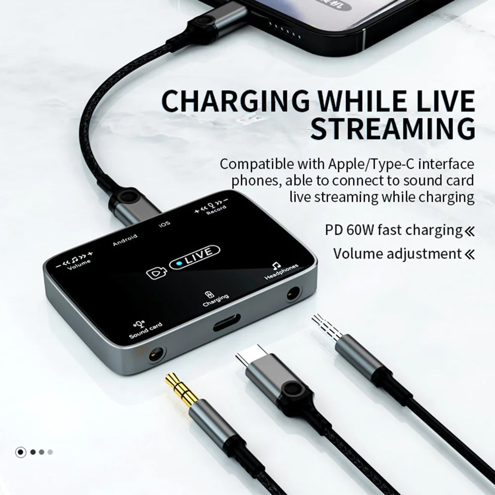 MH319 For 8-Pin iOS / Type-C Android Stereo Live Streaming Converter Sound Card Karaoke Adapter - 4