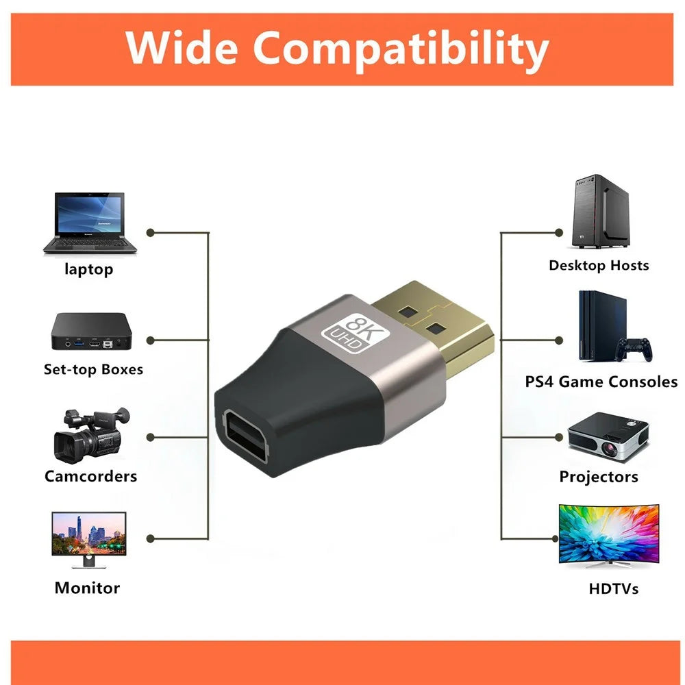 Compatible with Thunderbolt 2 8K / 60Hz Mini DisplayPort Female to DP Male Converter Mini Adapter - 3