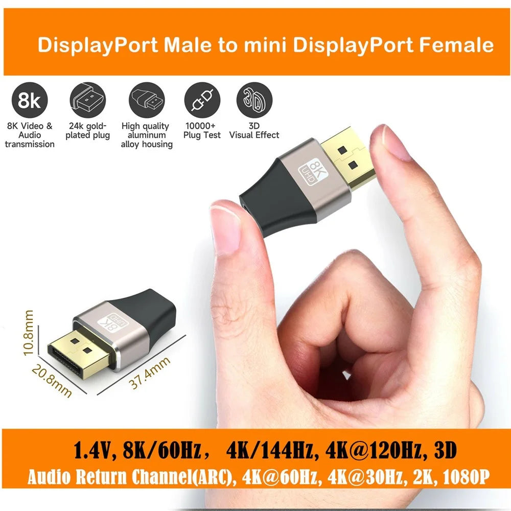 Compatible with Thunderbolt 2 8K / 60Hz Mini DisplayPort Female to DP Male Converter Mini Adapter - 5