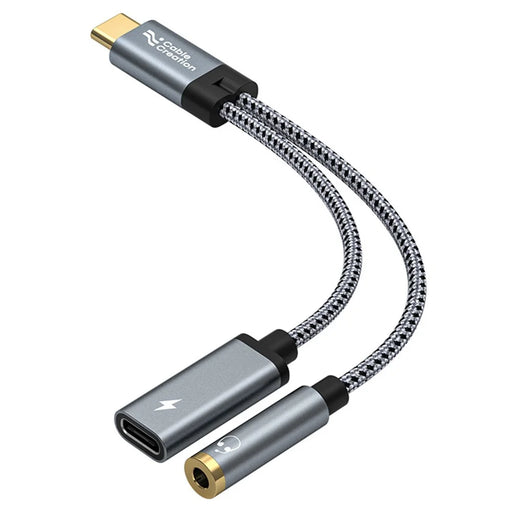 CABLECREATION CD0857 2-in-1 Type-C Gold-Plated Male to Type-C Female + 3.5mm Female Adapter Cable - 1