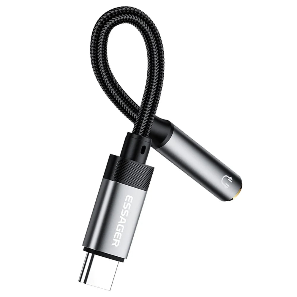 ESSAGER Type-C Male to 3.5mm Female Headphone Connection Audio Adapter Cable - 2