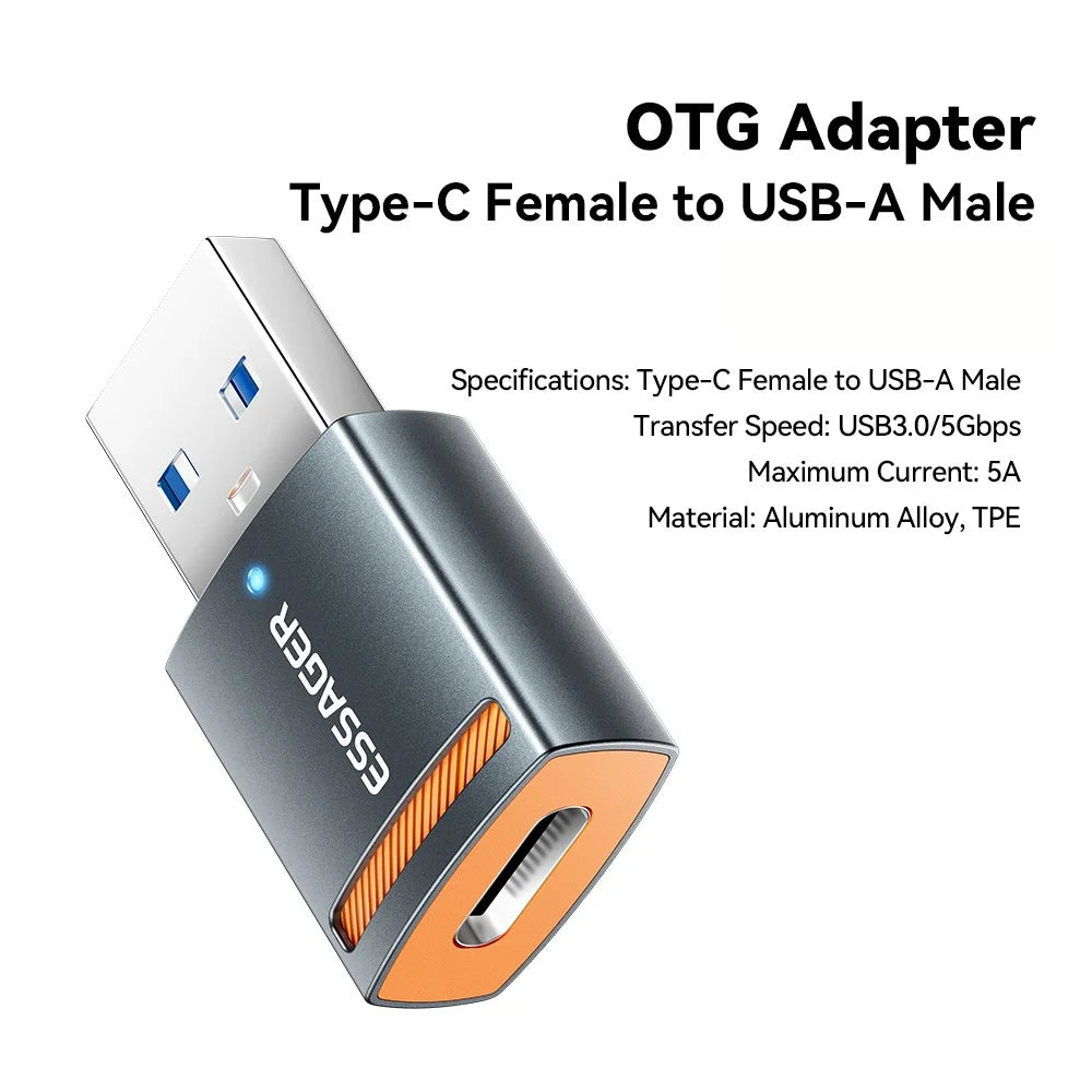 ESSAGER Type-C Female to USB Male Adapter Aluminum Alloy OTG Connector - 2