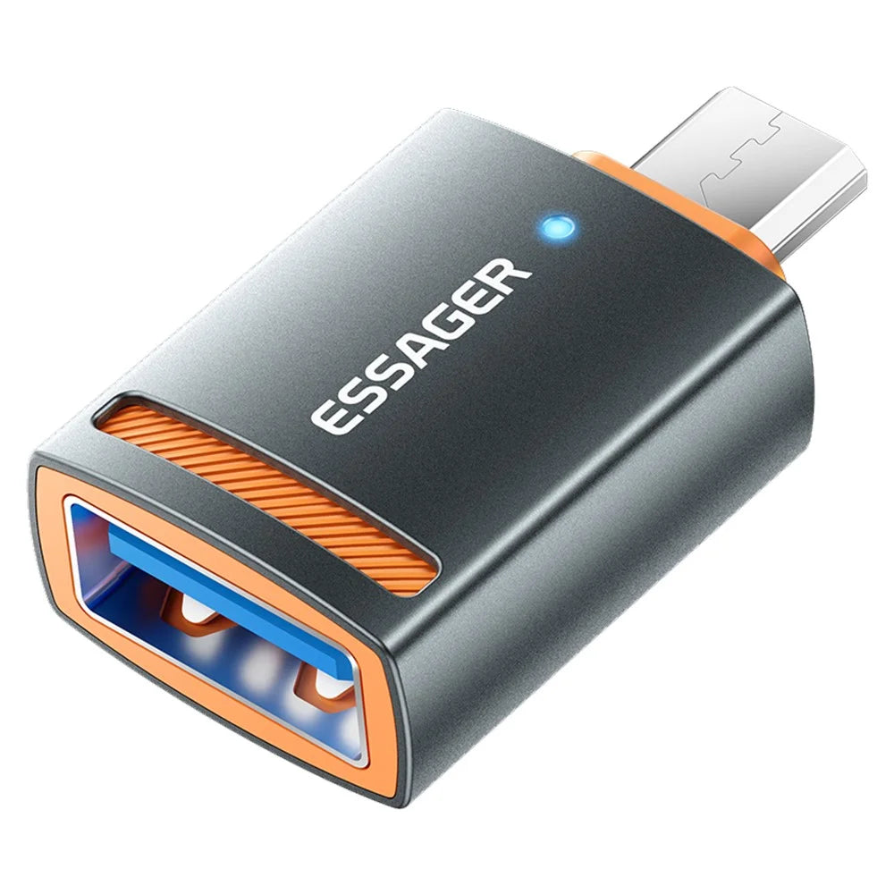 ESSAGER USB Female to Micro Male Converter Aluminum Alloy OTG Adapter - 1