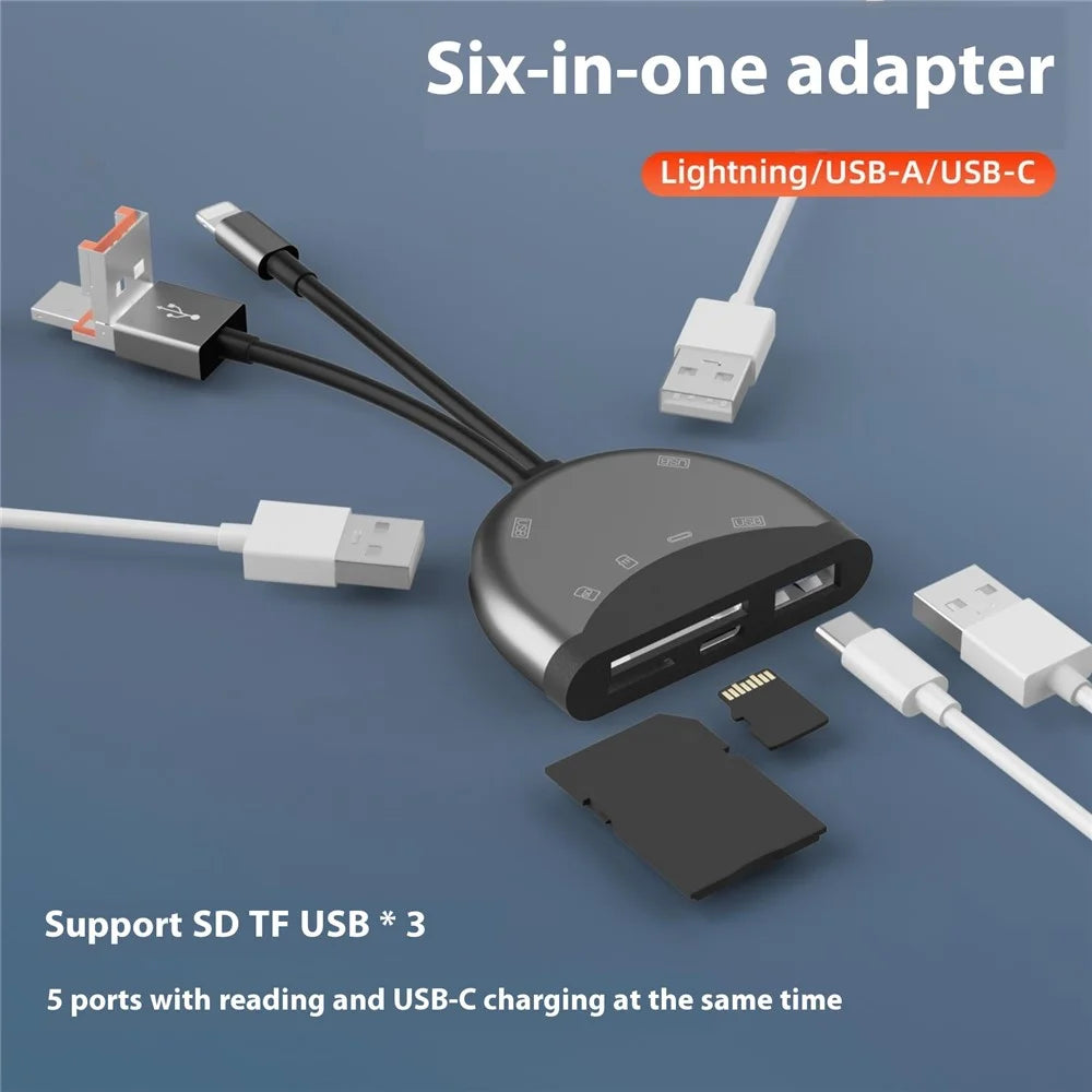 NK1052TL Pro 3-in-1 USB + Type-C + iP to SD / TF Card Reader Data Transfer Adapter for Phones Tablets Computers - 2