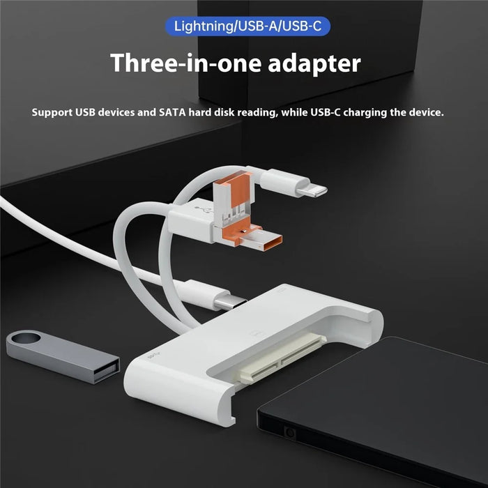 NK-1046TL Pro 3-in-1 USB + Type C + iP to SATA Fast Data Transfer Multi-Function Adapter - 2