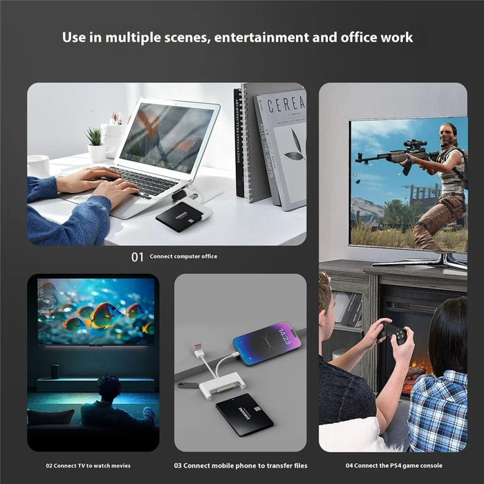 NK-1046TL Pro 3-in-1 USB + Type C + iP to SATA Fast Data Transfer Multi-Function Adapter - 5