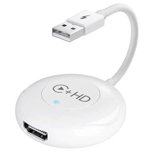 020-6-1 USB Plug Carplay Adapter with HD Female Port Wireless Multimedia Player for iPhone - White - 1