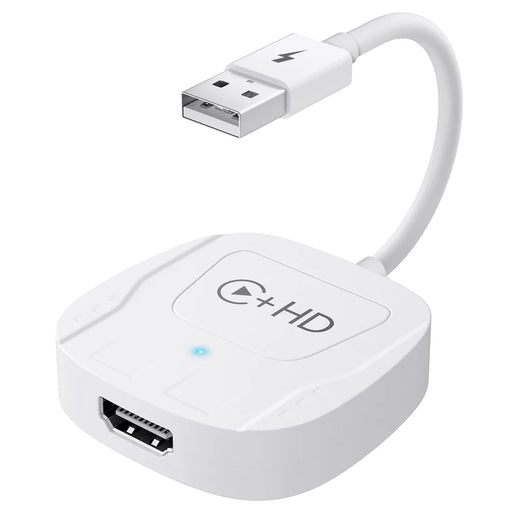 020-7-1 Wired to Wireless USB Plug Carplay Adapter with HD Female Port Multimedia Player for iPhone - White - 1