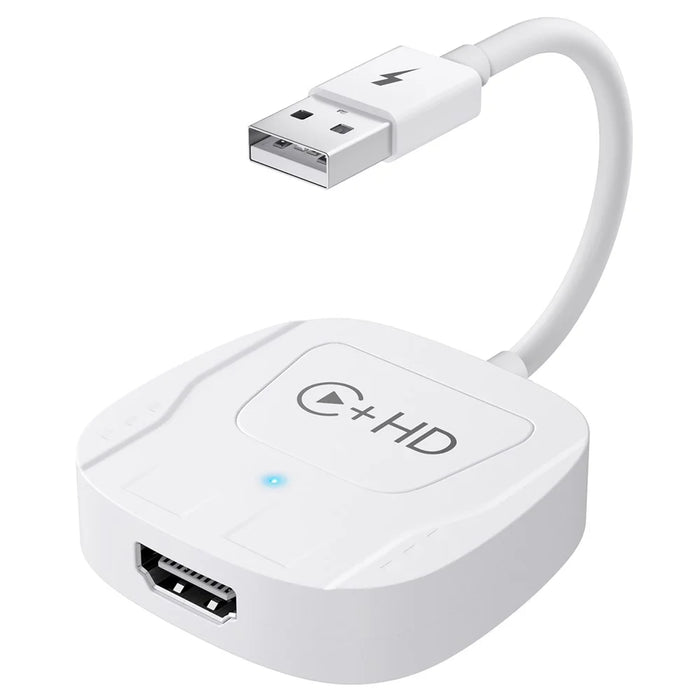 020-7-1 Wired to Wireless USB Plug Carplay Adapter with HD Female Port Multimedia Player for iPhone - White - 1